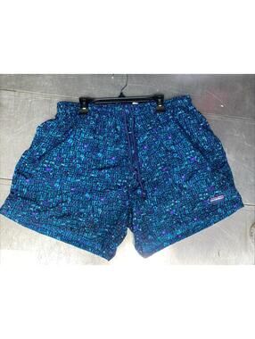 Vintage 90s Retro Blues White Sierra Save By The Bell Aztec Style Swim Shorts  L